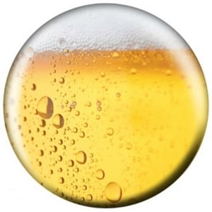 Bowling Balls - OTB Beer - Gold Beer Image with bubbles and a foam head like a glass of beer