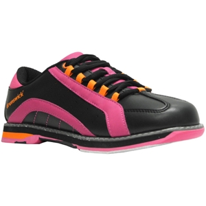 pink and black bowling shoes