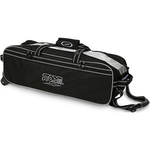 Storm 3 Ball Tournament Tote Bowling Bag with wheels Black with Blue Trim 